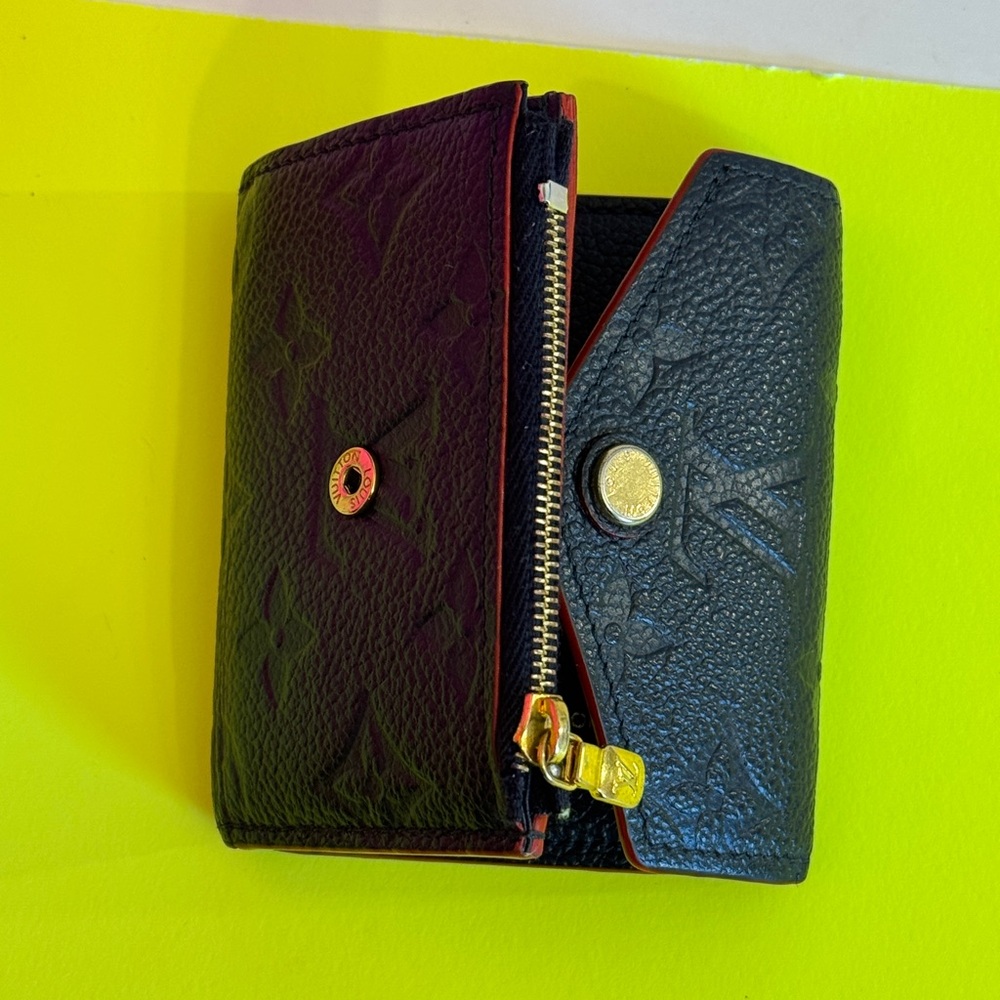 Louis Vuitton Black Embossed Monogram Small Wallet with Red Trim - Picture 5 of 16